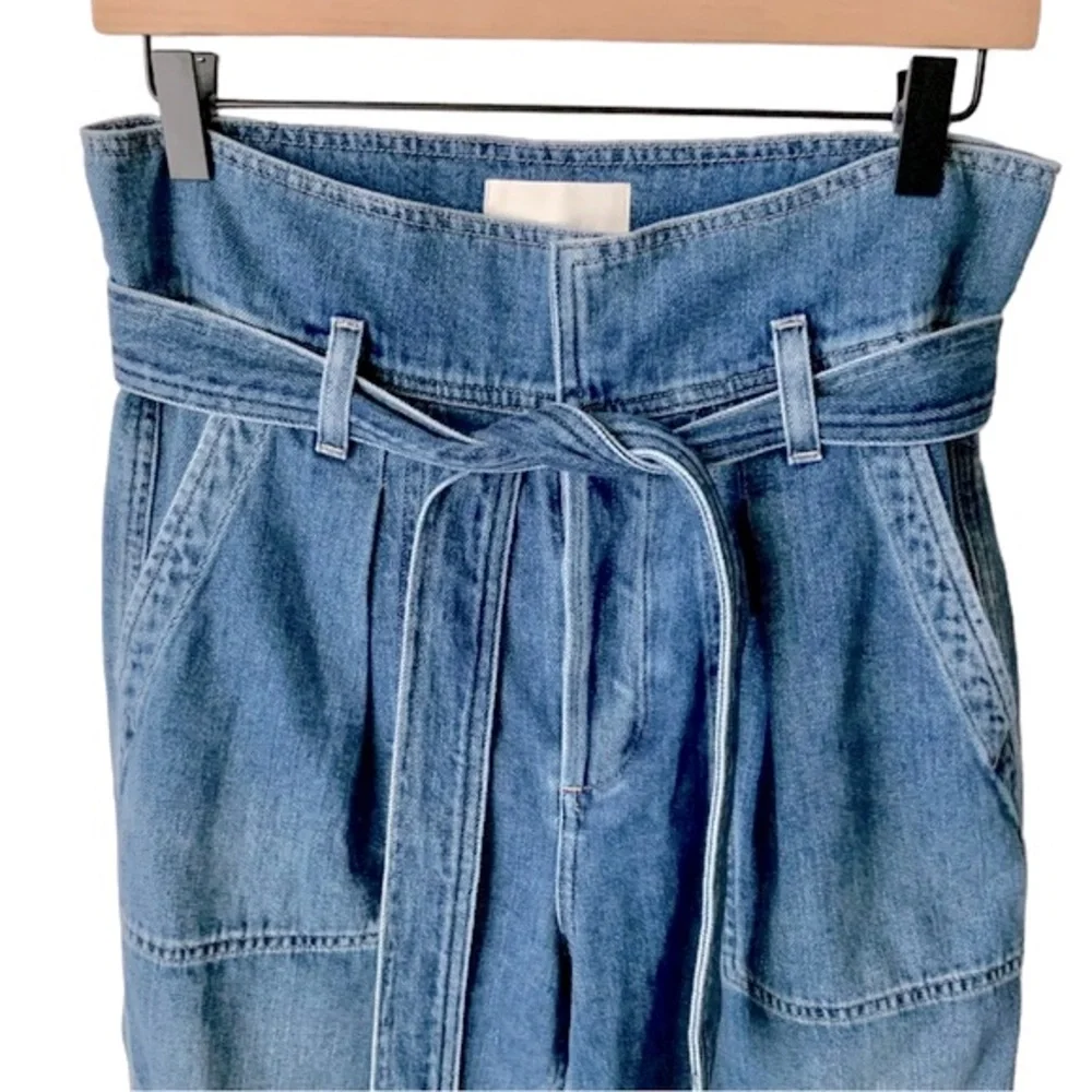 CITIZENS OF HUMANITY Noelle Belted Cargo Jeans High Waist Crop Blue Size 27 - Picture 7 of 16